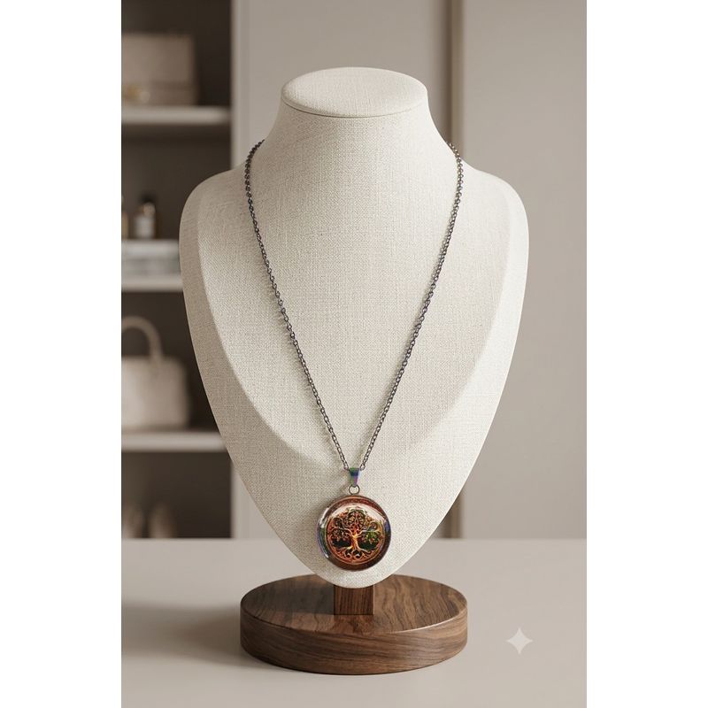 Fashion, accesorii si bijuterii - Femei - Bijuterii femei - Coliere femei - Colier Sacred Tree of Life, in cutie cadou, design contrastant, bijuterie femei CLN18 - Infinity.ro