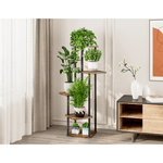 Casa si Gradina - Gradinarit si plante - Plante si ghivece - Ghivece si suporturi - Suport de flori din metal, negru/lemn rustic, ADITE - Infinity.ro