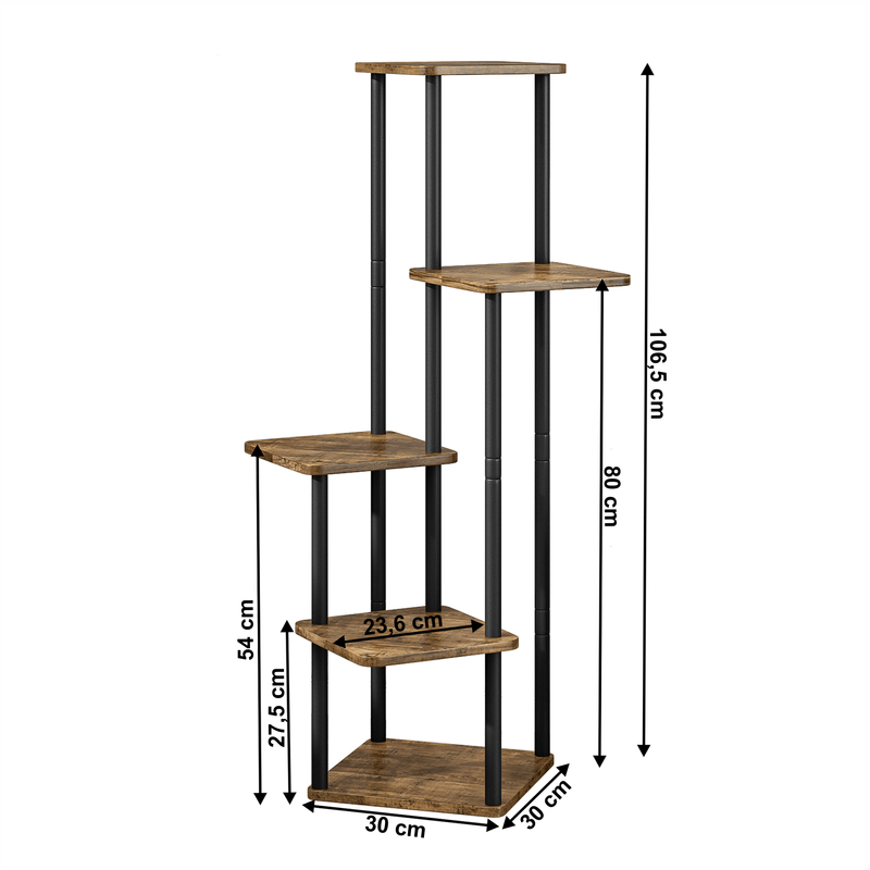 Casa si Gradina - Gradinarit si plante - Plante si ghivece - Ghivece si suporturi - Suport de flori din metal, negru/lemn rustic, ADITE - Infinity.ro