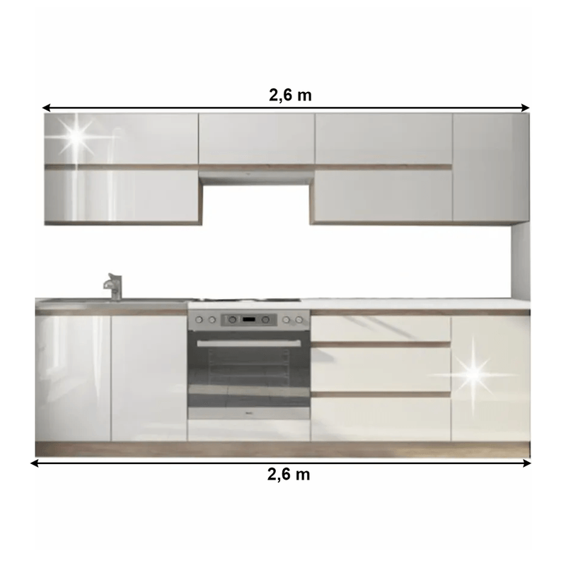 Casa si Gradina - Mobilier - Seturi de mobilier - Seturi bucatarie - Ansamblu sectorial de bucatarie, stejar sonoma/alb extra lucios HG, LINE NEW - Infinity.ro