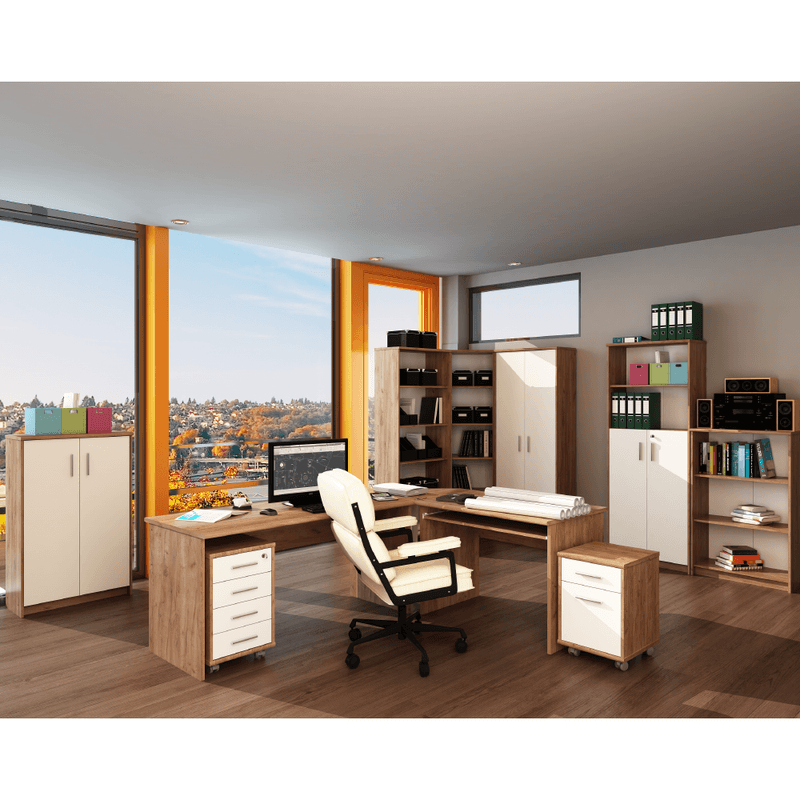 Casa si Gradina - Mobilier - Biblioteci si rafturi - Biblioteci - Biblioraft de colt, kraft dunkel/alb, JOHAN 2 NEW 09 - Infinity.ro
