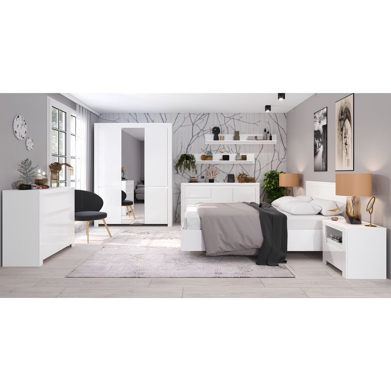Casa si Gradina - Mobilier - Comode si corpuri - Comode - Comoda 2D3S, alb lucios, LINDY - Infinity.ro