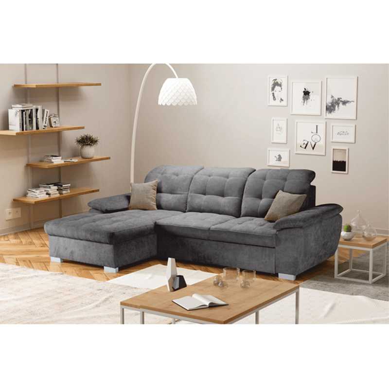 Casa si Gradina - Mobilier - Canapele si coltare - Coltare - Coltar, mustar tesatura, gri, stanga, EVANGELIN - Infinity.ro