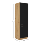 Casa si Gradina - Mobilier - Dulapuri si sifoniere - Dulapuri - Dulap pentru frigider incorporat, stejar artizan/ negru mat, MONRO 60 LO-210 2F - Infinity.ro