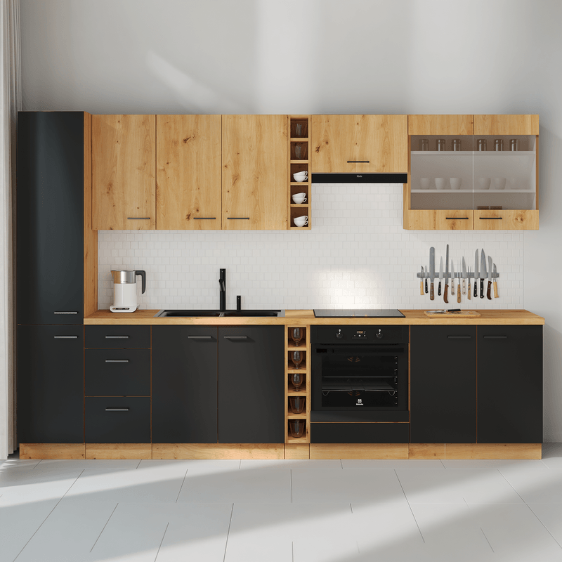 Electronice si Electrocasnice - Masini de spalat vase - Accesorii masini de spalat vase - Usa pentru masina de spalat vase, stejar artizan/ negru mat, MONRO ZM 570x446 - Infinity.ro