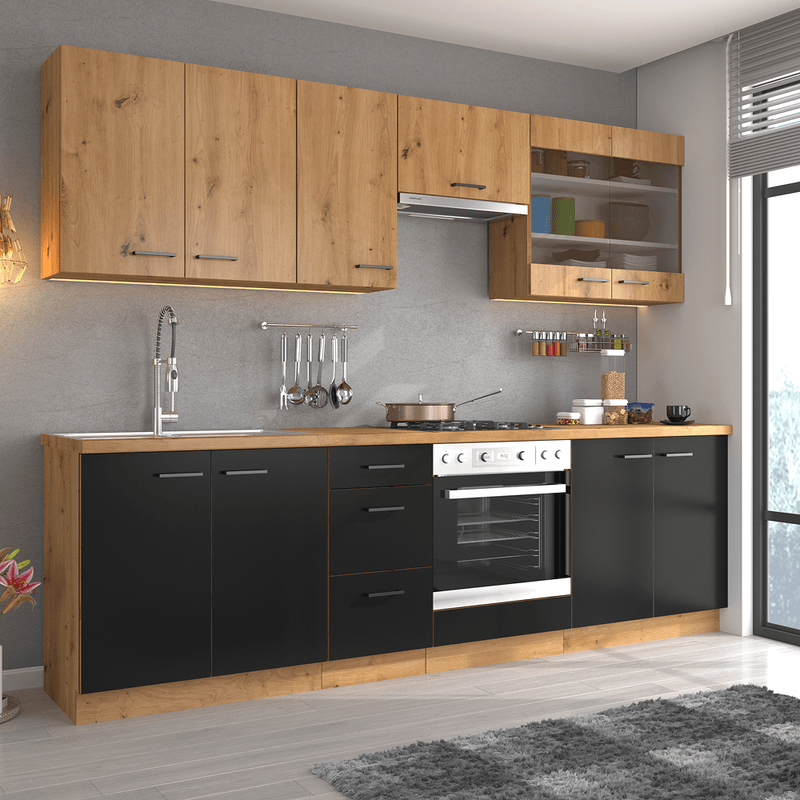 Electronice si Electrocasnice - Masini de spalat vase - Accesorii masini de spalat vase - Usa pentru masina de spalat vase, stejar artizan/ negru mat, MONRO ZM 570x446 - Infinity.ro