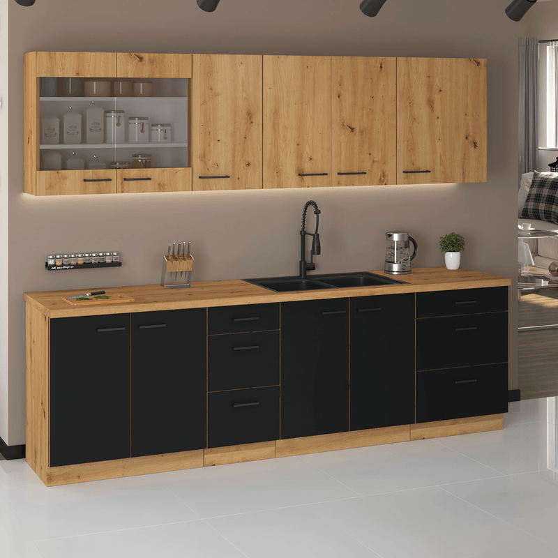 Electronice si Electrocasnice - Masini de spalat vase - Accesorii masini de spalat vase - Usa pentru masina de spalat vase, stejar artizan/ negru mat, MONRO ZM 570x446 - Infinity.ro