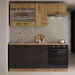 Casa si Gradina - Mobilier - Dulapuri si sifoniere - Dulapuri - Dulap pentru frigider incorporat, stejar artizan/ negru mat, MONRO 60 LO-210 2F - Infinity.ro
