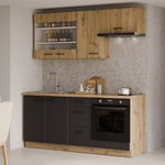 Casa si Gradina - Mobilier - Dulapuri si sifoniere - Dulapuri - Dulap pentru frigider incorporat, stejar artizan/ negru mat, MONRO 60 LO-210 2F - Infinity.ro