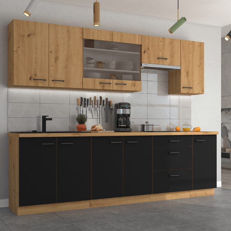 Casa si Gradina - Mobilier - Dulapuri si sifoniere - Dulapuri - Dulap superior, negru mat / stejar artizan, MONRO 60/60 GN-72 1F - Infinity.ro