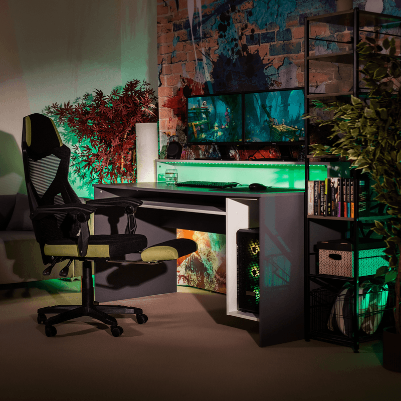 Casa si Gradina - Mobilier - Scaune si fotolii - Scaune - Scaun de birou / joc, negru / verde, JORIK - Infinity.ro