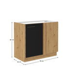 Casa si Gradina - Mobilier - Dulapuri si sifoniere - Dulapuri - Dulap de bucatarie inferior, negru mat / stejar artizan, MONRO 105 ND 1FFBB - Infinity.ro