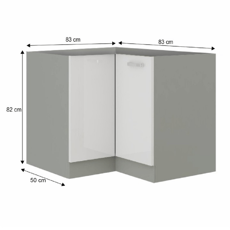 Casa si Gradina - Mobilier - Comode si corpuri - Corpuri bucatarie - Cabinet inferior, alb extra lucios/gri, PRADO 90/90 DN BB - Infinity.ro