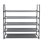 Casa si Gradina - Mobilier - Organizare si depozitare - Organizator incaltaminte - Cutie pentru pantofi, 5 randuri, metalica, neagra, cu rafturi din tesatura, MADILO - Infinity.ro