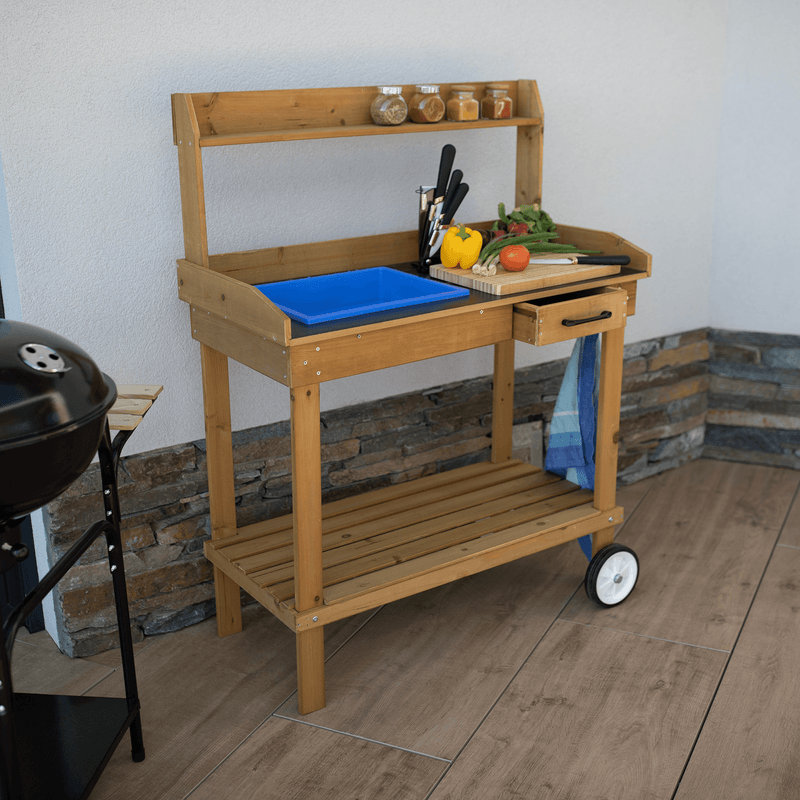 Casa si Gradina - Gradina si terasa - Mobilier exterior - Mese gradina - Masa de gradina cu chiuveta lemn / maro, BARDY - Infinity.ro