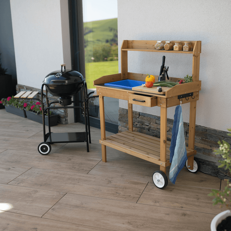 Casa si Gradina - Gradina si terasa - Mobilier exterior - Mese gradina - Masa de gradina cu chiuveta lemn / maro, BARDY - Infinity.ro