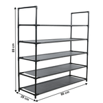 Casa si Gradina - Mobilier - Organizare si depozitare - Organizator incaltaminte - Cutie pentru pantofi, 5 randuri, metalica, neagra, cu rafturi din tesatura, MADILO - Infinity.ro