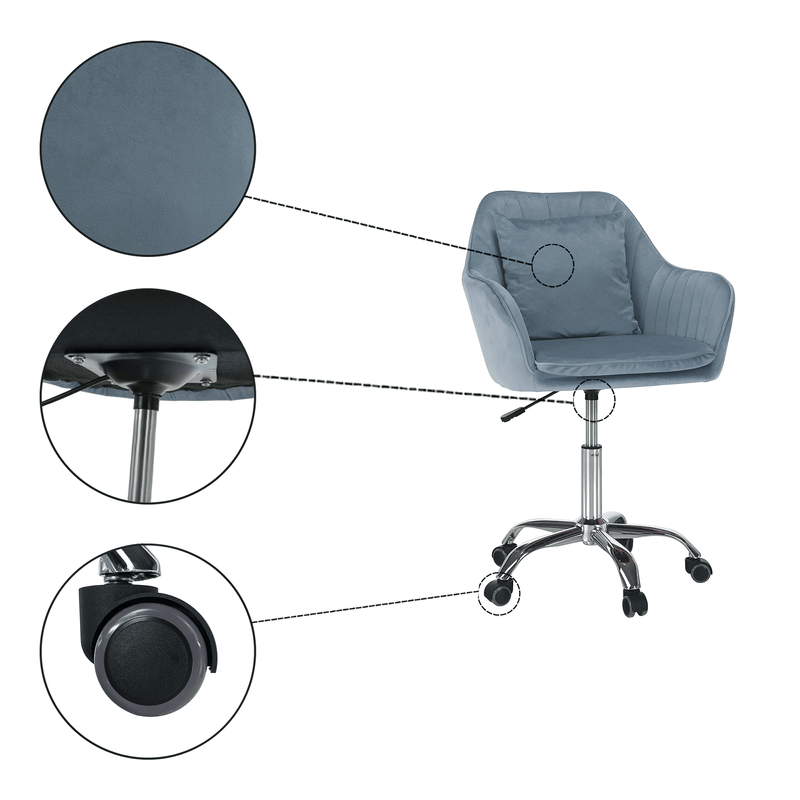 Casa si Gradina - Mobilier - Scaune si fotolii - Scaune - Scaun de birou, tesatura de catifea albastra / crom, KLIAN - Infinity.ro