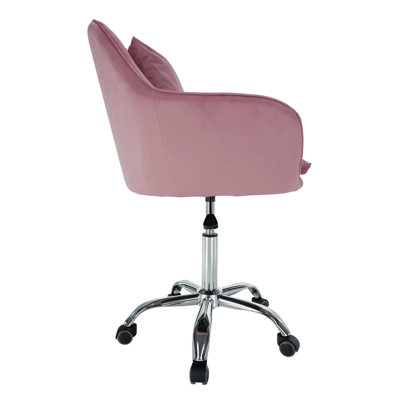 Casa si Gradina - Mobilier - Scaune si fotolii - Scaune - Scaun de birou, tesatura de catifea roz / crom, KLIAN - Infinity.ro