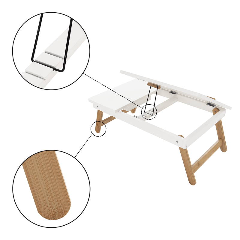 Laptop, Telefoane si Tablete - Laptopuri si accesorii - Accesorii Laptop - Standuri/Coolere notebook - Masa pliabila pentru laptop, bambus alb / natural, MELTEN - Infinity.ro