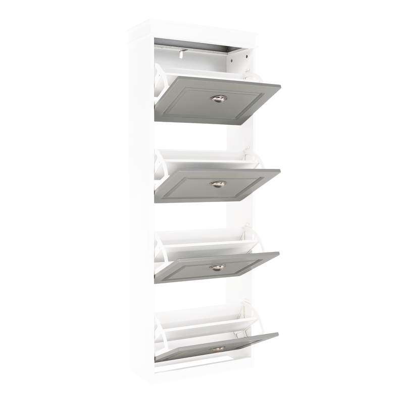 Casa si Gradina - Mobilier - Dulapuri si sifoniere - Dulapuri pantofi - Pantofar, 4 compartimente, alb/gri, SEBER TYP 3 - Infinity.ro