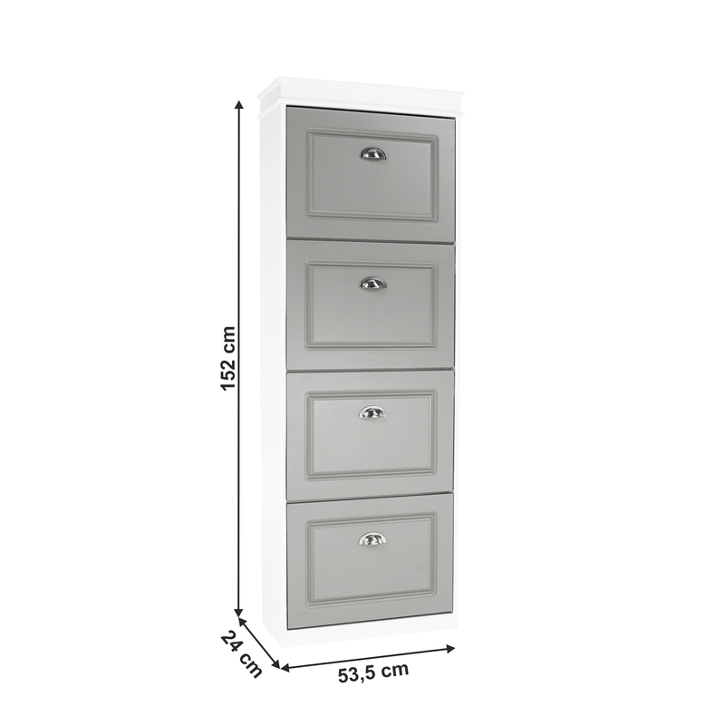 Casa si Gradina - Mobilier - Dulapuri si sifoniere - Dulapuri pantofi - Pantofar, 4 compartimente, alb/gri, SEBER TYP 3 - Infinity.ro