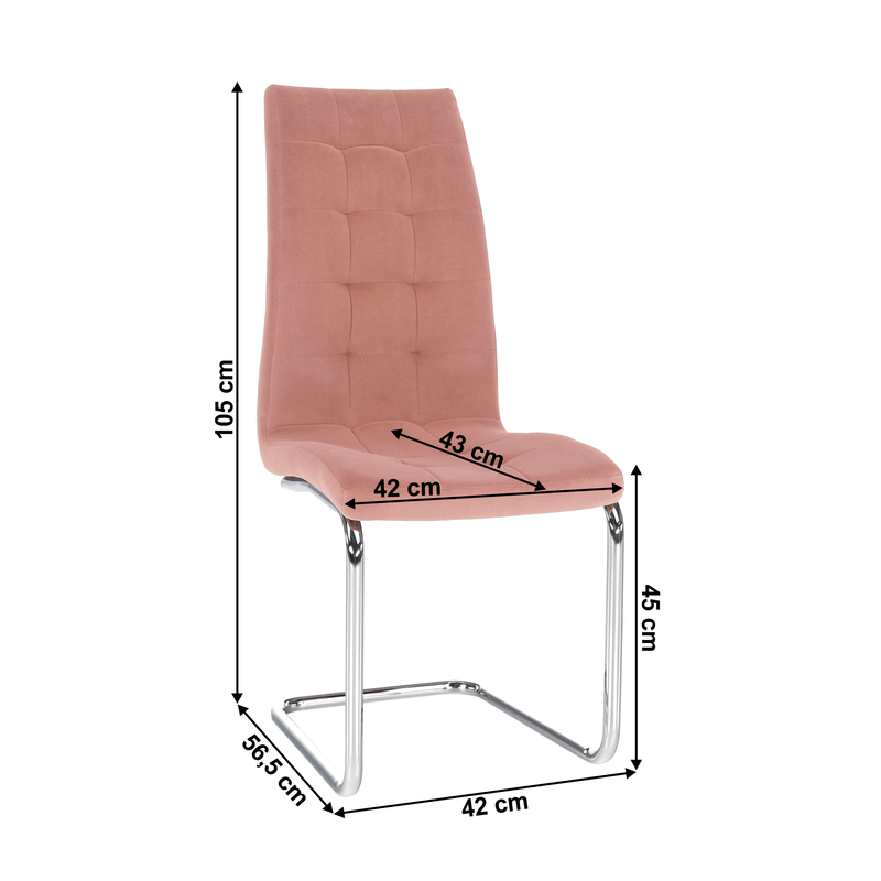 Casa si Gradina - Mobilier - Scaune si fotolii - Scaune - Scaun de masa, tesatura de catifea roz / crom, SALOMA NEW - Infinity.ro