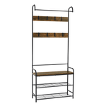 Casa si Gradina - Mobilier - Biblioteci si rafturi - Rafturi - Raft pentru pantofi, lemn rustic si metal negru / MDF, KELAM - Infinity.ro