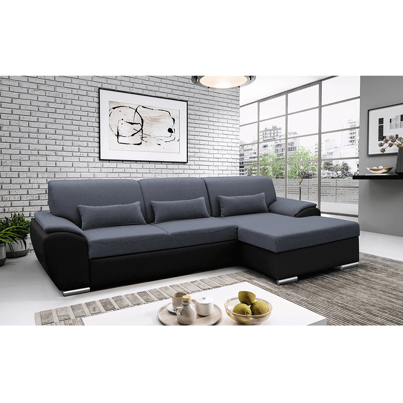 Casa si Gradina - Mobilier - Canapele si coltare - Coltare - Coltar extensibil, negru/gri inchis, model dreapta, EMILY - Infinity.ro