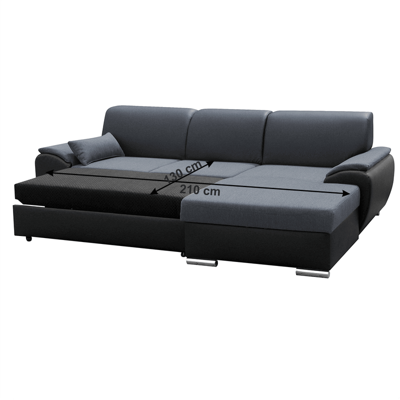 Casa si Gradina - Mobilier - Canapele si coltare - Coltare - Coltar extensibil, negru/gri inchis, model dreapta, EMILY - Infinity.ro