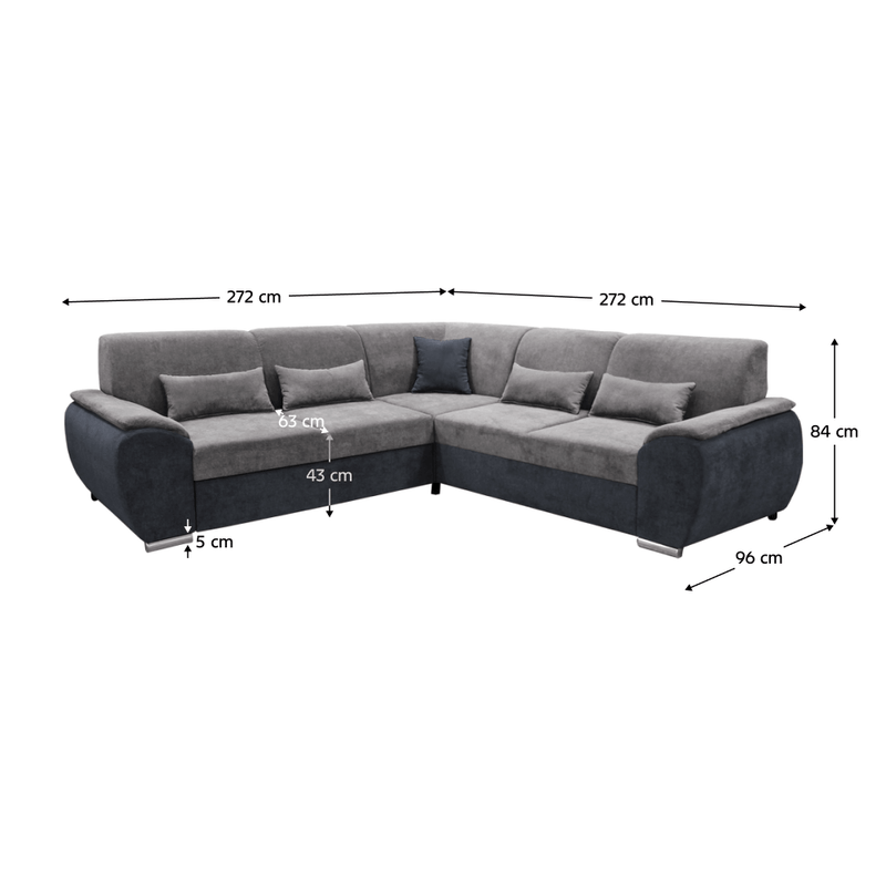 Casa si Gradina - Mobilier - Canapele si coltare - Coltare - Coltar, gri inchis/gri, model stanga, EMILY - Infinity.ro