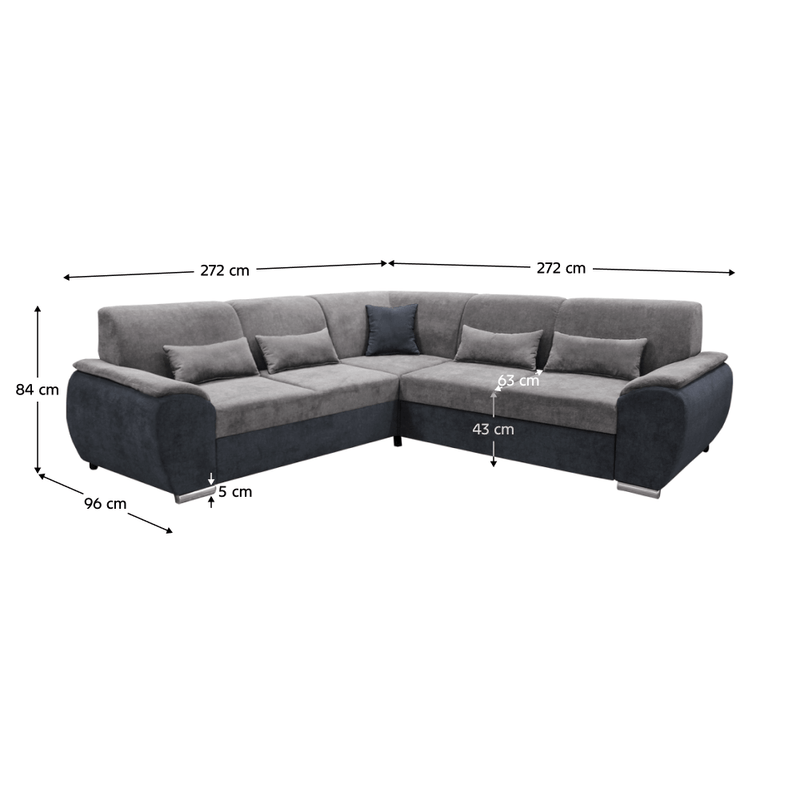 Casa si Gradina - Mobilier - Canapele si coltare - Coltare - Coltar, gri inchis/gri, model dreapta, EMILY - Infinity.ro