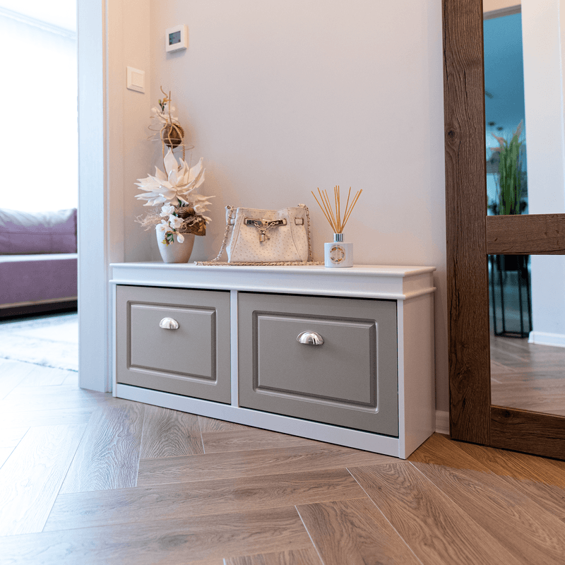 Casa si Gradina - Mobilier - Dulapuri si sifoniere - Dulapuri pantofi - Pantofar, 2 compartimente, alb/gri, SEBER TYP 4 - Infinity.ro