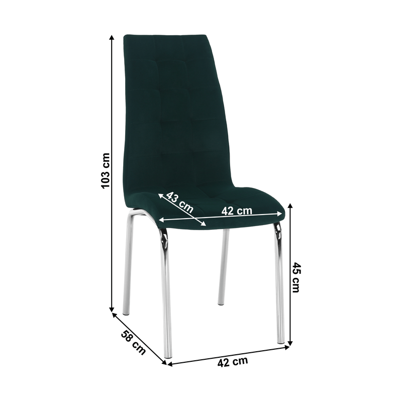 Casa si Gradina - Mobilier - Scaune si fotolii - Scaune - Scaun de masa, tesatura de catifea smarald / crom, GERDA NEW - Infinity.ro