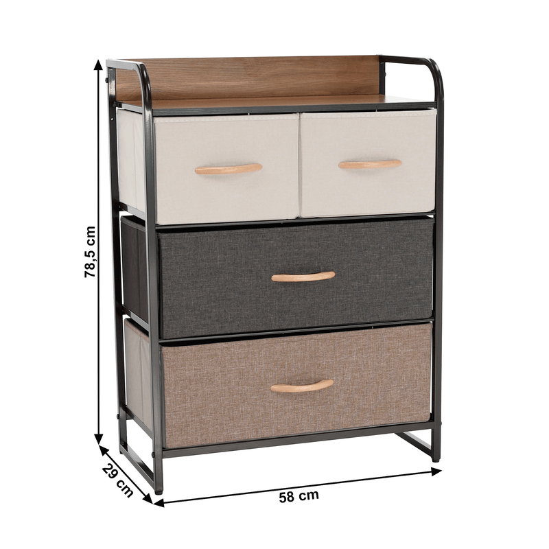 Casa si Gradina - Mobilier - Comode si corpuri - Comode - Comoda cu sertare din material textil, bej/maro deschis/maro inchis, HAZEL TYP 2 - Infinity.ro