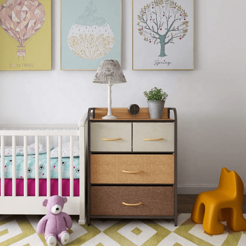 Casa si Gradina - Mobilier - Comode si corpuri - Comode - Comoda cu sertare din material textil, bej/maro deschis/maro inchis, HAZEL TYP 2 - Infinity.ro