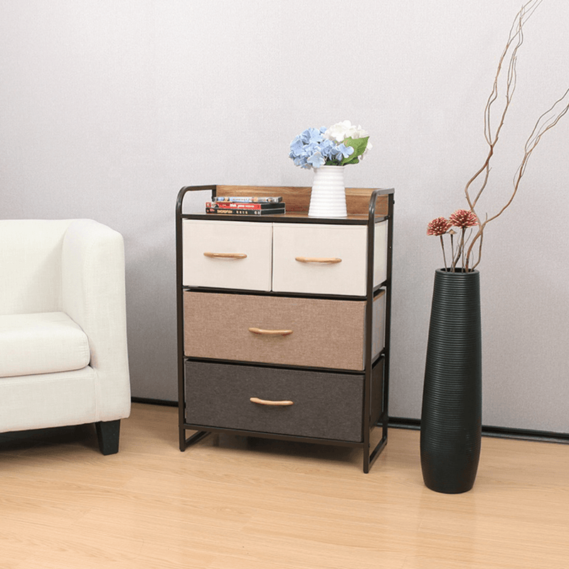Casa si Gradina - Mobilier - Comode si corpuri - Comode - Comoda cu sertare din material textil, bej/maro deschis/maro inchis, HAZEL TYP 2 - Infinity.ro