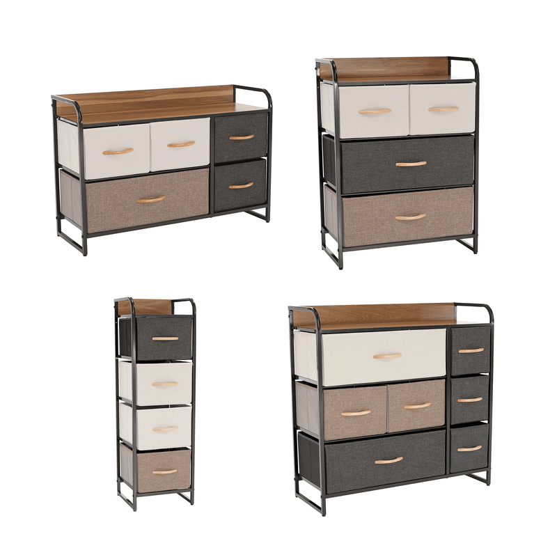 Casa si Gradina - Mobilier - Comode si corpuri - Comode - Comoda cu sertare din material textil, bej/maro deschis/maro inchis, HAZEL TYP 2 - Infinity.ro