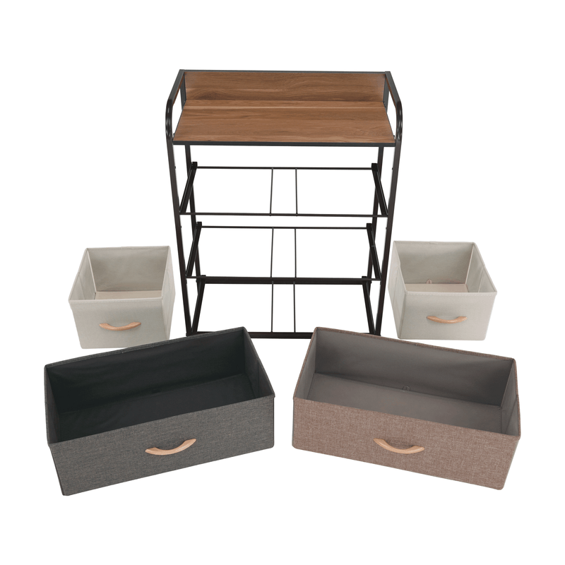 Casa si Gradina - Mobilier - Comode si corpuri - Comode - Comoda cu sertare din material textil, bej/maro deschis/maro inchis, HAZEL TYP 2 - Infinity.ro
