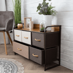 Casa si Gradina - Mobilier - Comode si corpuri - Comode - Comoda cu sertare din material textil, /bej/maro deschis/maro inchis, HAZEL TYP 4 - Infinity.ro