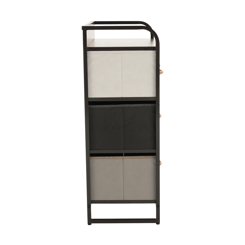 Casa si Gradina - Mobilier - Comode si corpuri - Comode - Comoda cu sertare din material textil, bej/maro deschis/maro inchis, HAZEL TYP 2 - Infinity.ro