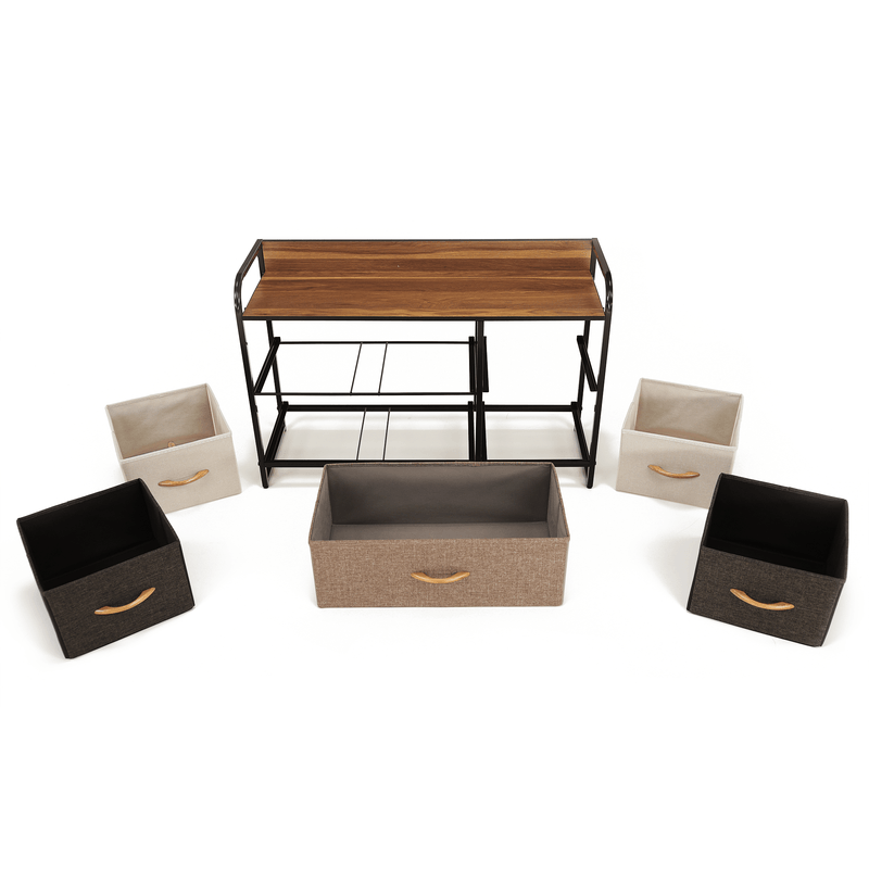 Casa si Gradina - Mobilier - Comode si corpuri - Comode - Comoda cu sertare din material textil, /bej/maro deschis/maro inchis, HAZEL TYP 4 - Infinity.ro