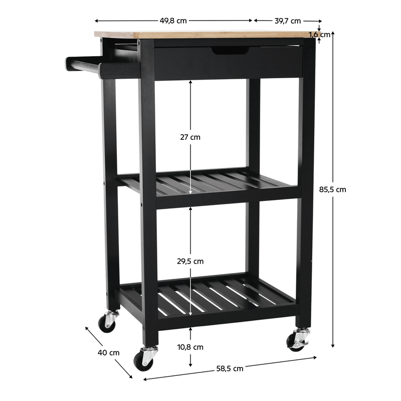 Casa si Gradina - Mobilier - Comode si corpuri - Corpuri bucatarie - Carucior de servire, natural/negru, ARETE - Infinity.ro