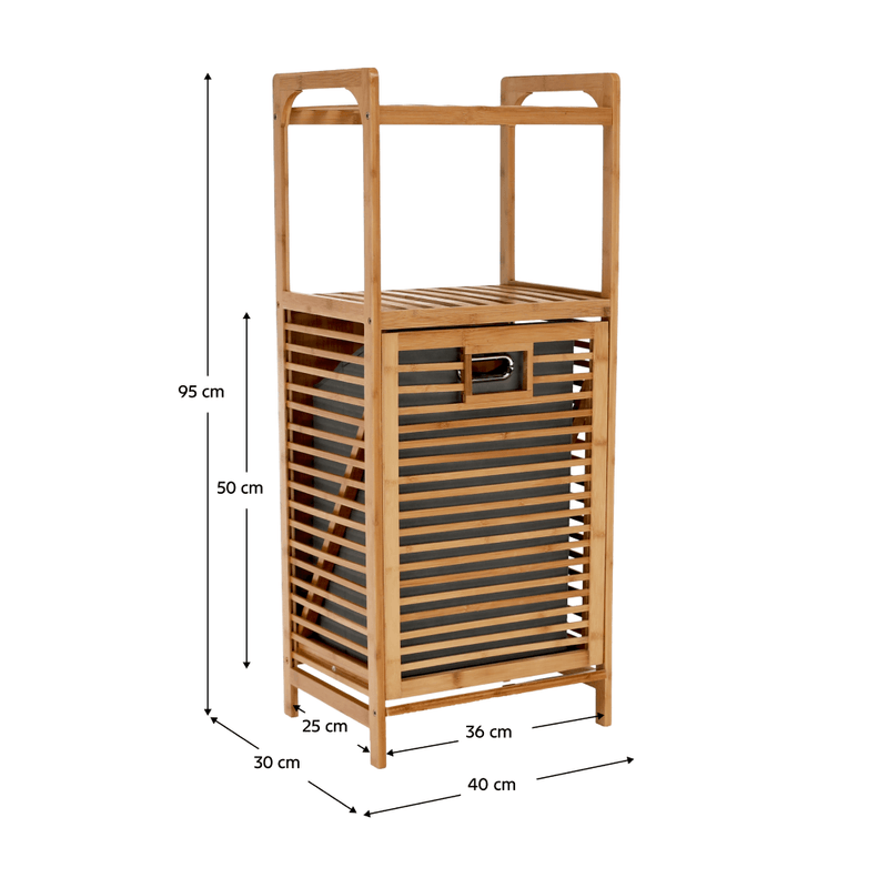 Casa si Gradina - Mobilier - Organizare si depozitare - Cutii depozitare - Cos de rufe, bambus natural/gri, KERI NEW - Infinity.ro