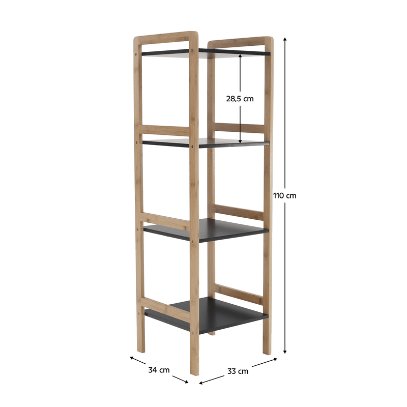 Casa si Gradina - Mobilier - Biblioteci si rafturi - Rafturi - Etajera cu 4 rafturi, natural / negru, NAOKO - Infinity.ro