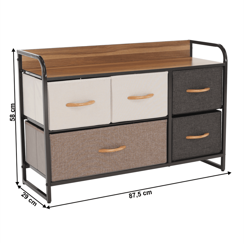Casa si Gradina - Mobilier - Comode si corpuri - Comode - Comoda cu sertare din material textil, /bej/maro deschis/maro inchis, HAZEL TYP 4 - Infinity.ro