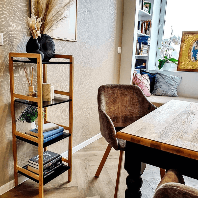 Casa si Gradina - Mobilier - Biblioteci si rafturi - Rafturi - Etajera cu 4 rafturi, natural / negru, NAOKO - Infinity.ro