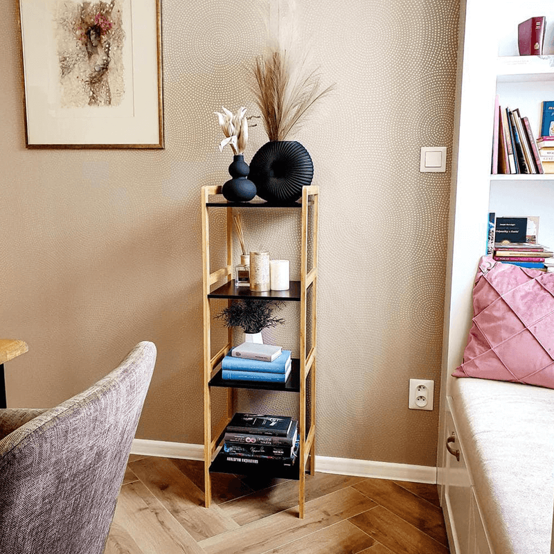 Casa si Gradina - Mobilier - Biblioteci si rafturi - Rafturi - Etajera cu 4 rafturi, natural / negru, NAOKO - Infinity.ro