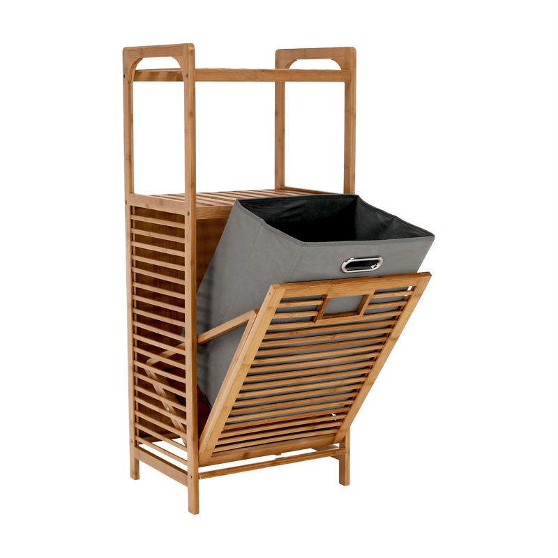 Casa si Gradina - Mobilier - Organizare si depozitare - Cutii depozitare - Cos de rufe, bambus natural/gri, KERI NEW - Infinity.ro