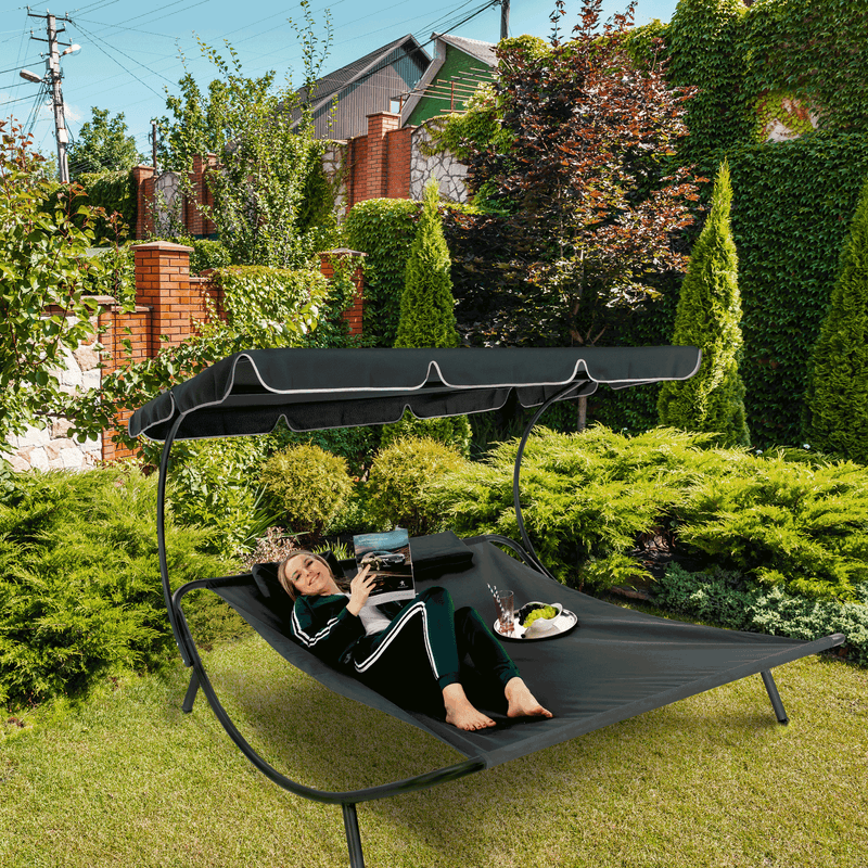 Casa si Gradina - Gradina si terasa - Mobilier exterior - Canapele si fotolii gradina - Pat de gradina, gri, pentru doua persoane, MULTINA - Infinity.ro